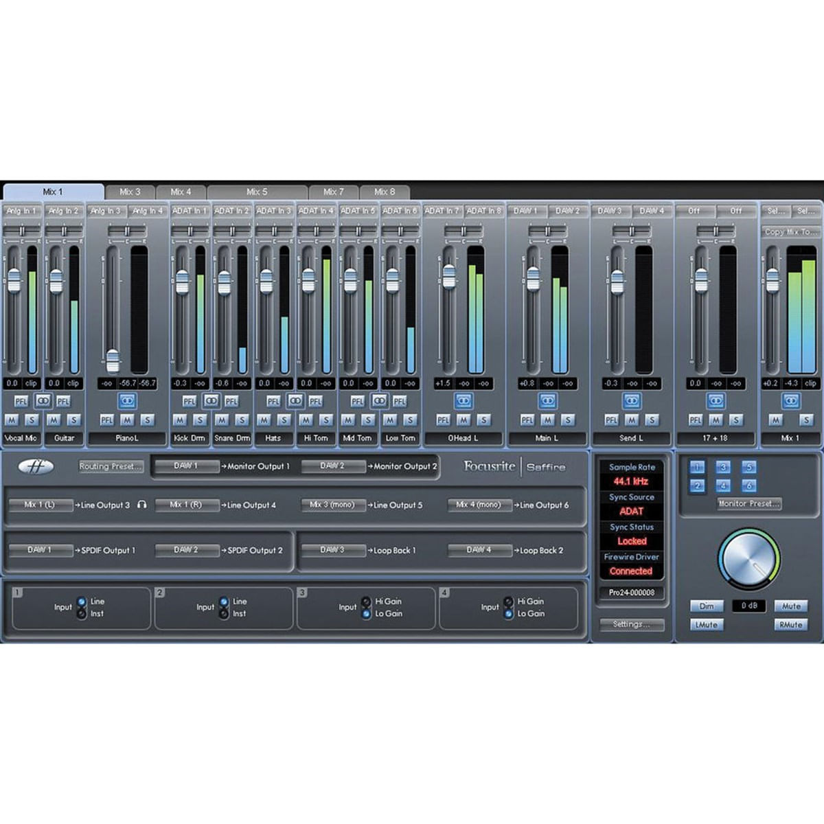 Interface de Áudio Firewire Thunderbolt Saffire Pro-24 - Focusrite