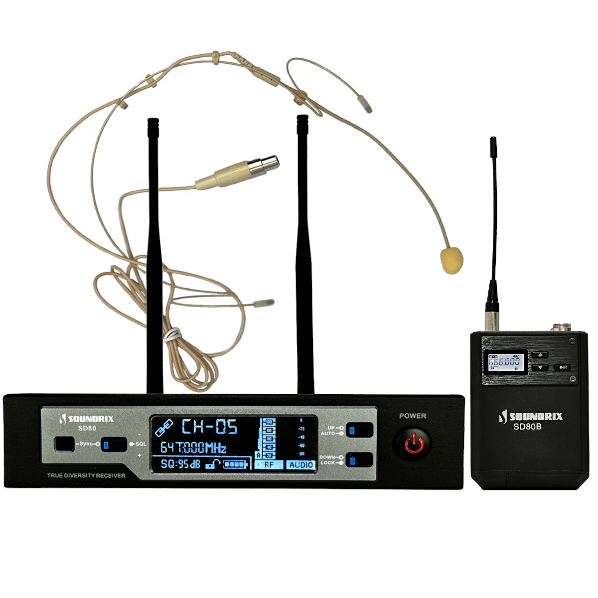 Microfone Sem Fio Duplo de Cabeça UHF SD-38BB - Soundrix