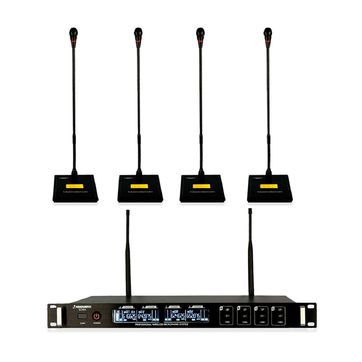 G_vocall Microfone Sem Fio Com 4 Microfones Gooseneck SD-64 G - Soundrix