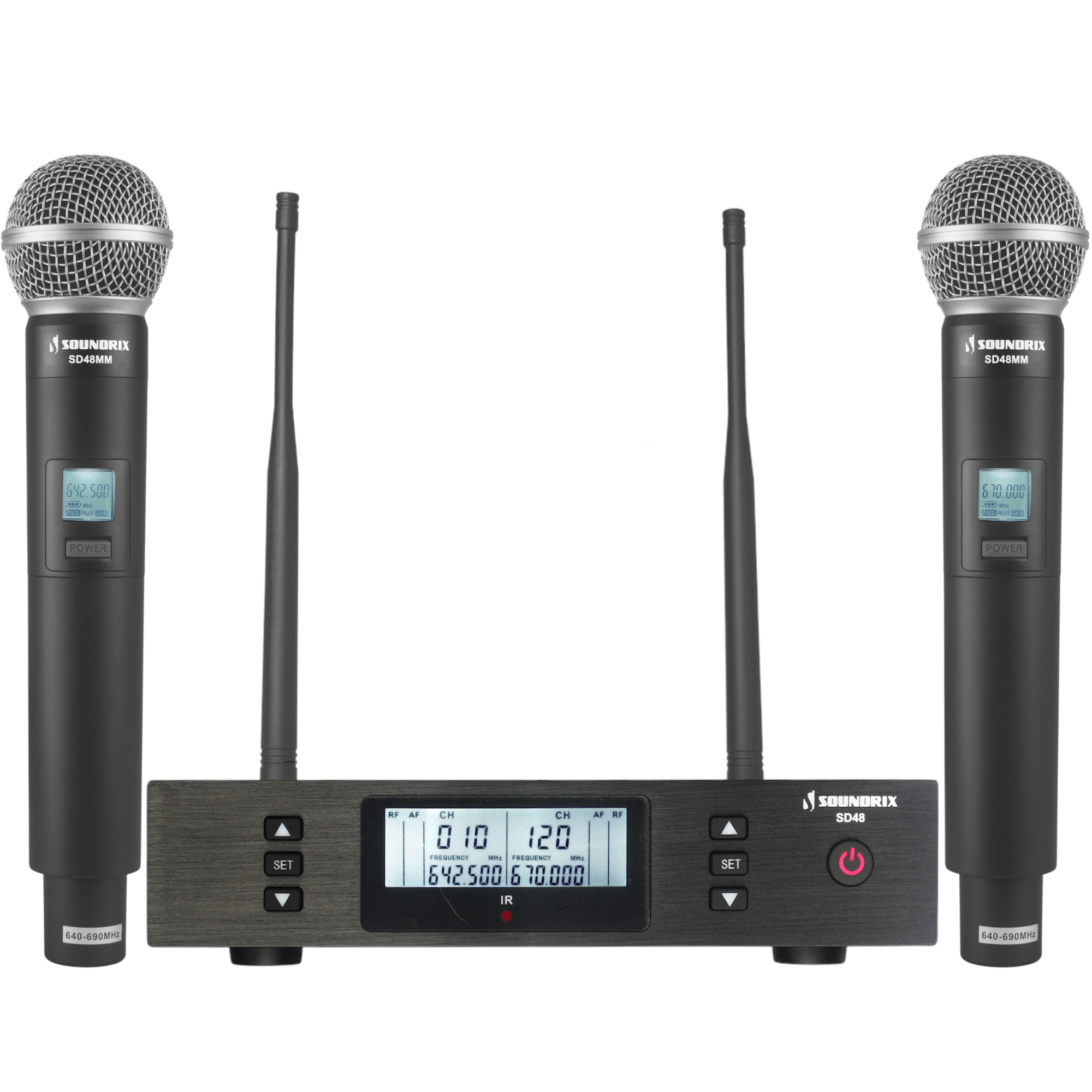 Microfone Sem Fio Duplo de Mão UHF SD-48 MM - Soundrix | FastStore PDP