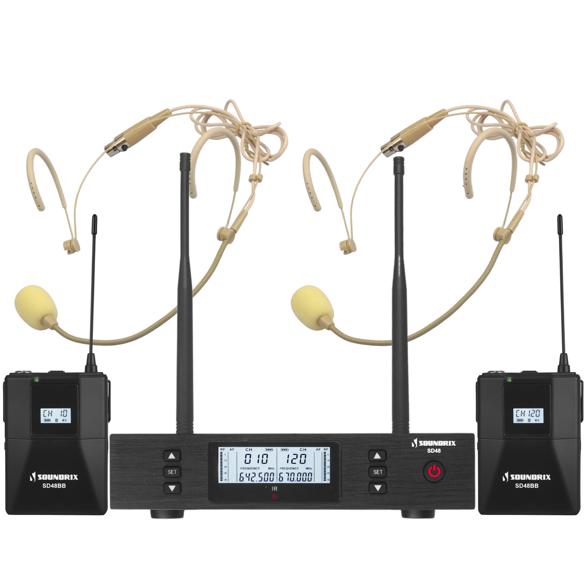 Microfone Sem Fio Duplo de Cabeça UHF SD-28 BB - Soundrix